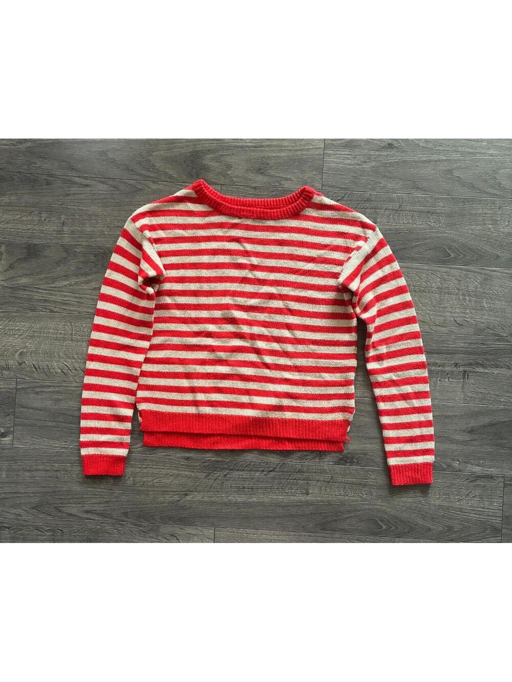Striped orange and beige crop long sleeve